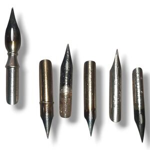 Mixed Lot of 6 Vintage Fountain Pen Nibs Hunt Carter's‎ Rhodium Eagle *Read